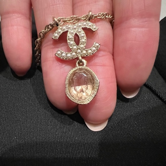 Chanel CC Pearl and pink crystal drop necklace - Picture 7 of 12